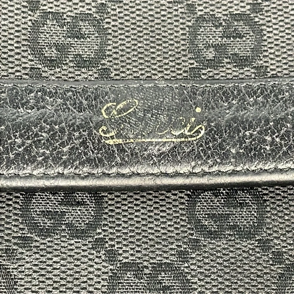 Gucci Monogram GG Canvas Leather Snap Compact Wallet Black